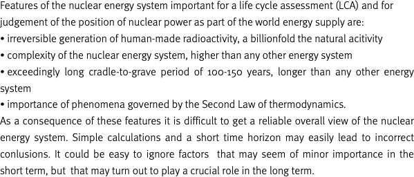 Features of the nuclear energy